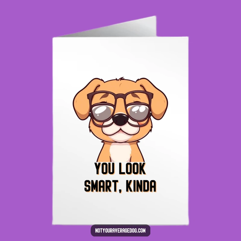 Free Printable Congrats Card: Goofy Dog in Glasses, Humorous Downloadable Gift for Any Achievement
