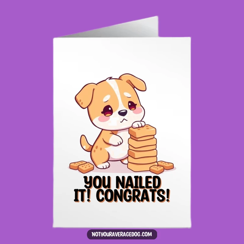 Free Printable Congrats Card: Confused Dog Treat Balance - Humorous Downloadable Success Card