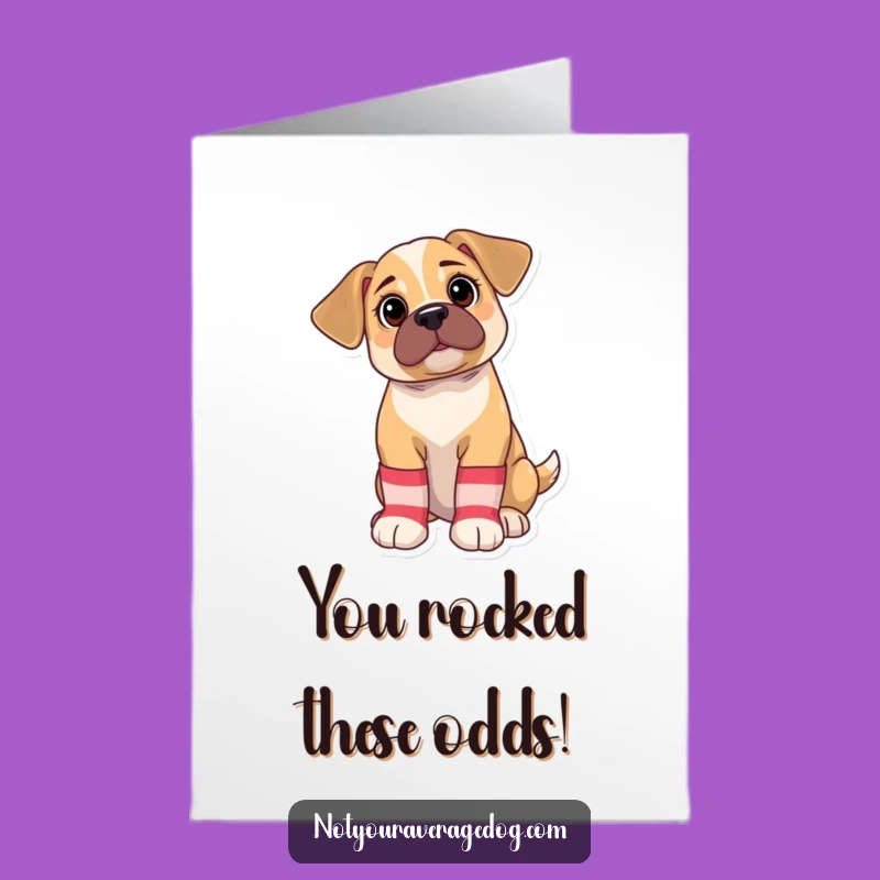 Free Printable Congrats Card: Bewildered Puppy Sock Success