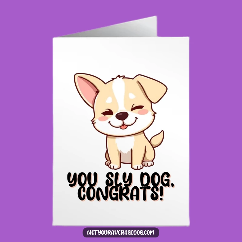 Free Printable Congrats Card: Mischievous Dog Wink! Great Downloadable Gift Idea.