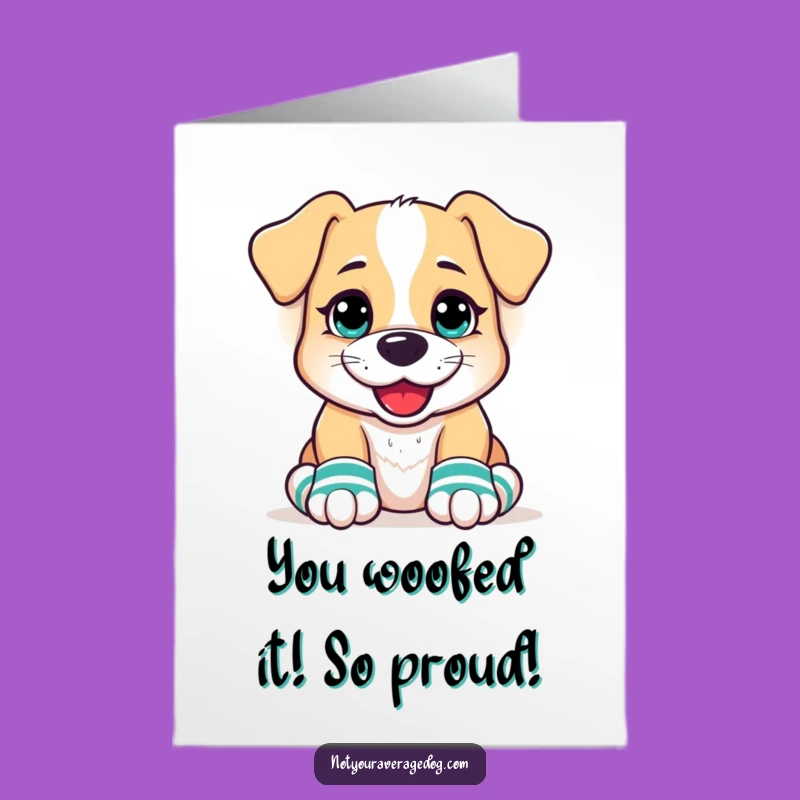 Free Printable Dog Congratulations Card: Goofy Grin, Mismatched Paws, Funny Dog Downloadable Gift