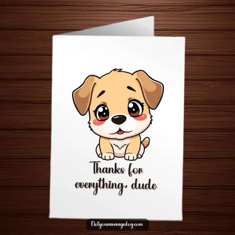 Funny Free Printable Thank You Card: Dog’s bewildered reflection adds a humorous touch to expressing gratitude.