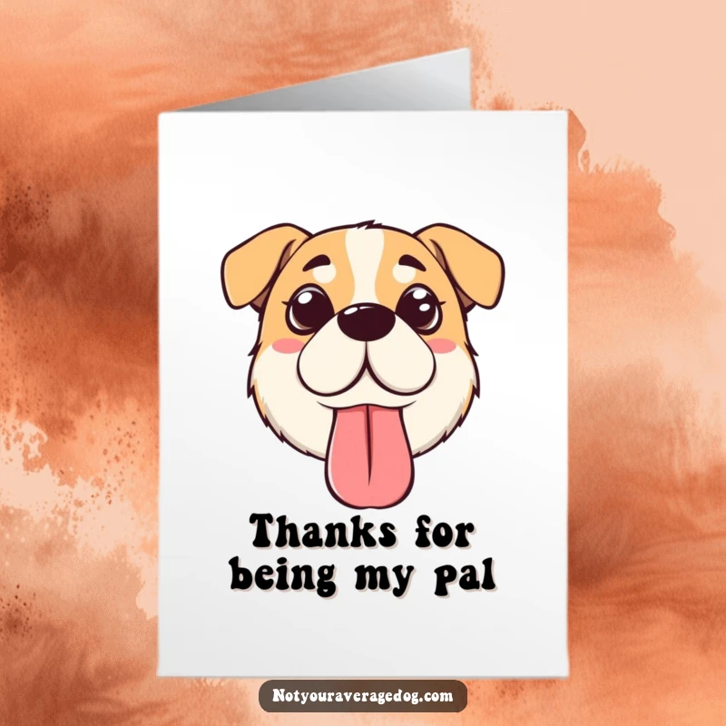Funny Free Printable thank you card: a dog with crossed eyes and a floppy tongue, offering a silly but heartfelt thank you.