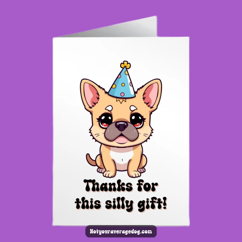 Funny Free Printable Thank You Card: Bewildered Dog Party Hat - Quirky Downloadable Gift!