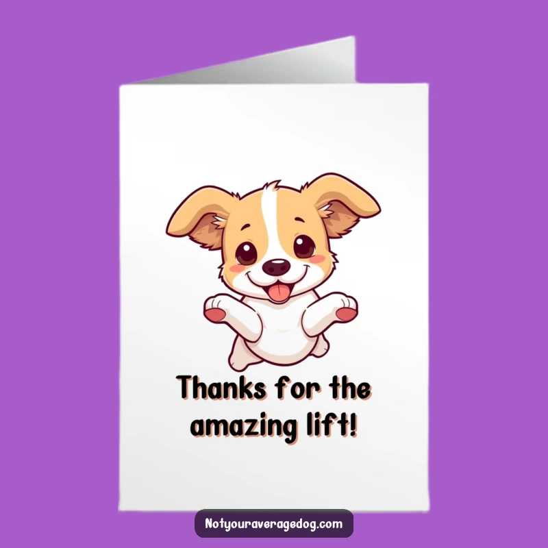 Funny Free Printable Thank You Card: Floppy Ears Dog Leap - Cheerful Downloadable Gift!