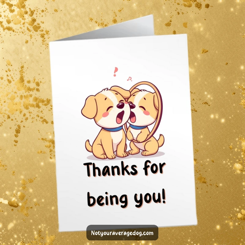 Funny Free Printable Thank You Card: A dog looking puzzled at its own reflection, a unique way to say thanks with humor.
