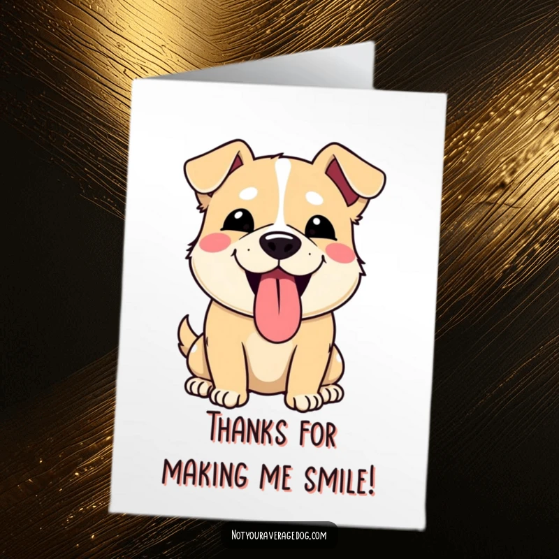Funny Free Printable Thank You Card: A dog sticking its tongue out playfully, with a slightly squished-looking face.