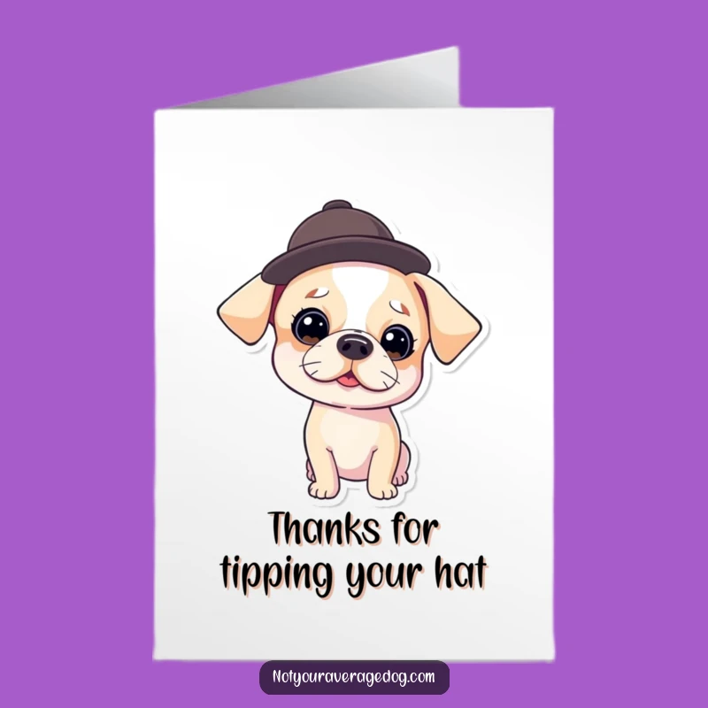 Free Printable Thank You Card: Dapper Dog in Hat - Express Gratitude with Quirky Style