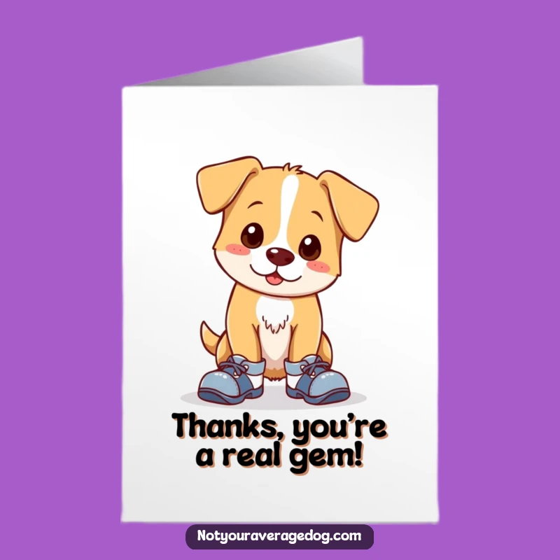 Free Printable Thank You Card: Clumsy Dog Mismatched Shoes, Funny Downloadable Gift