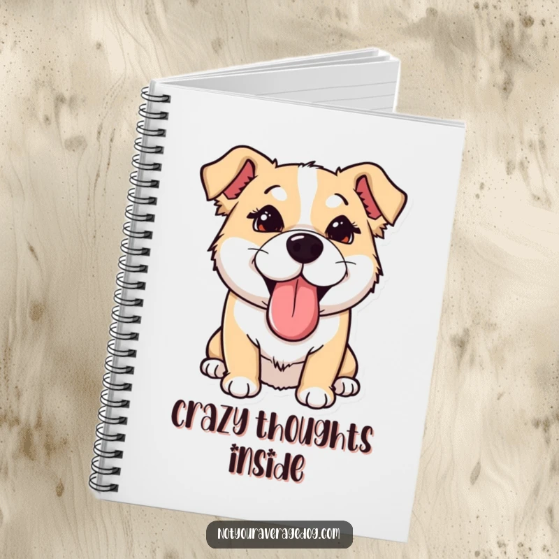 Funny Notebook: Dog with tongue sticking out sideways and eyes crossed, ideal for jotting down funny thoughts and ideas.
