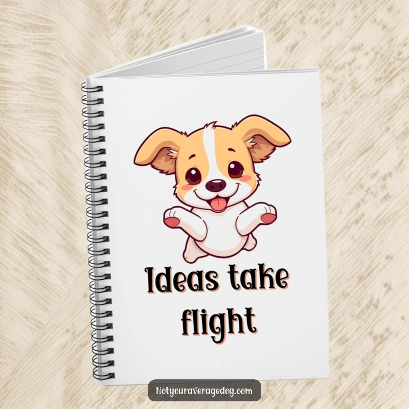 Funny Dog Leaping Notebook: A dog mid-leap with floppy ears, inspiring creative writing and humor.