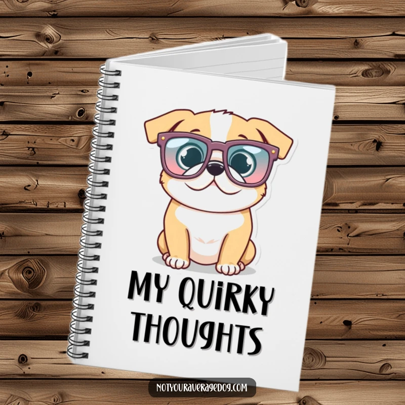 Funny Glasses Dog Notebook: Dog wearing oversized, funny glasses, ready to capture your stylish thoughts.