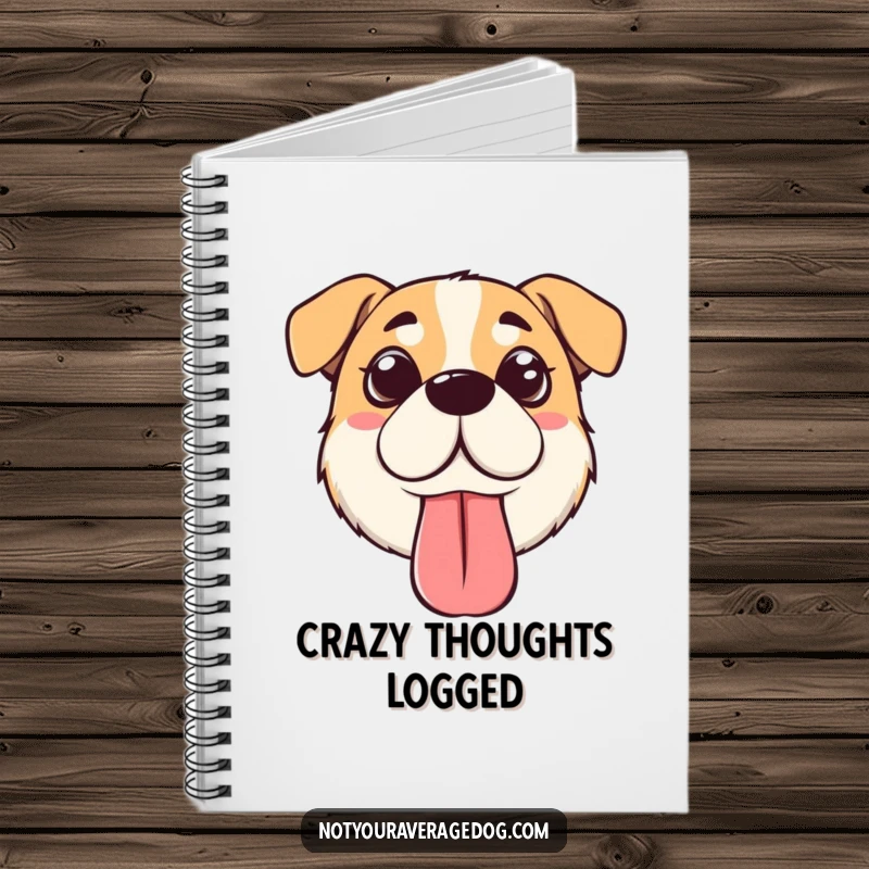 Funny silly dog face notebook featuring a dog with crossed eyes and a floppy tongue, perfect for jotting down ideas.