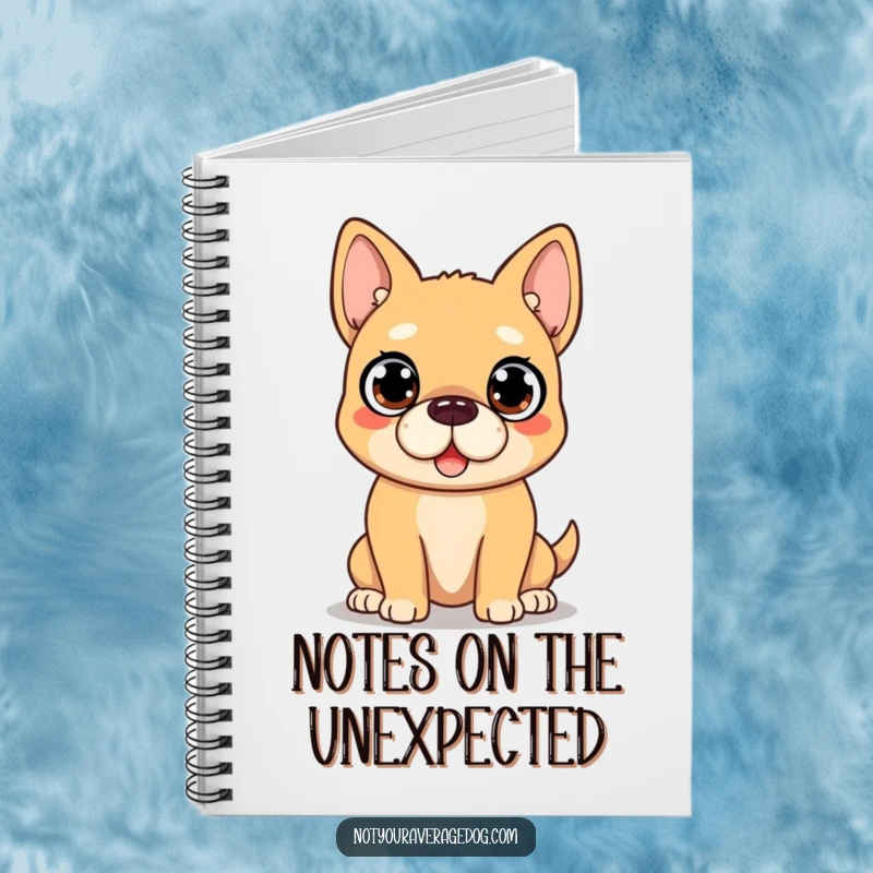 Funny Dog Notebook: Dog face displays comical surprise with very wide eyes, for humorous journaling.