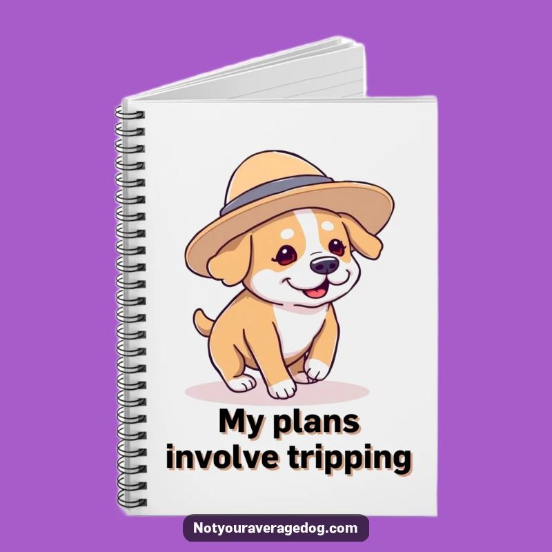 Funny Clumsy Dog Hat Notebook: Jot Down Adventures