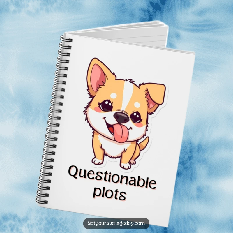 Funny notebook cover with a dog sticking its tongue out, perfect for jotting down notes with a playful and mischievous flair.