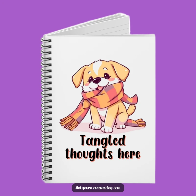Funny Dog Scarf Tangle Notebook - Playful Pup Journal Gift