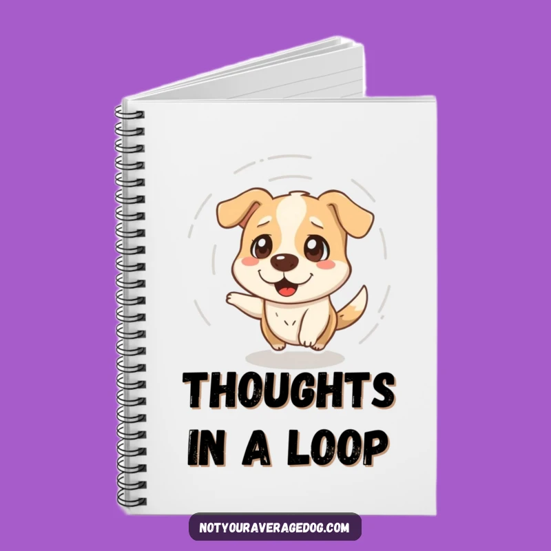 Funny Dazed Dog Spinning Notebook - Journal Your Dizzy Thoughts