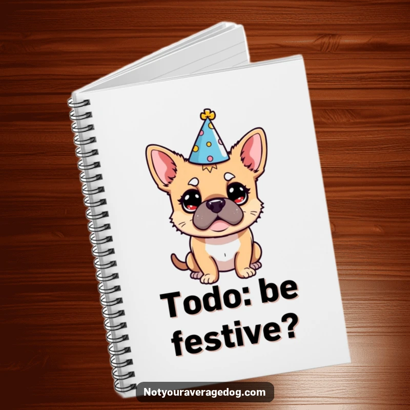 Funny Dog Party Hat Notebook: A dog's bewildered look in a party hat inspires journaling and humor.