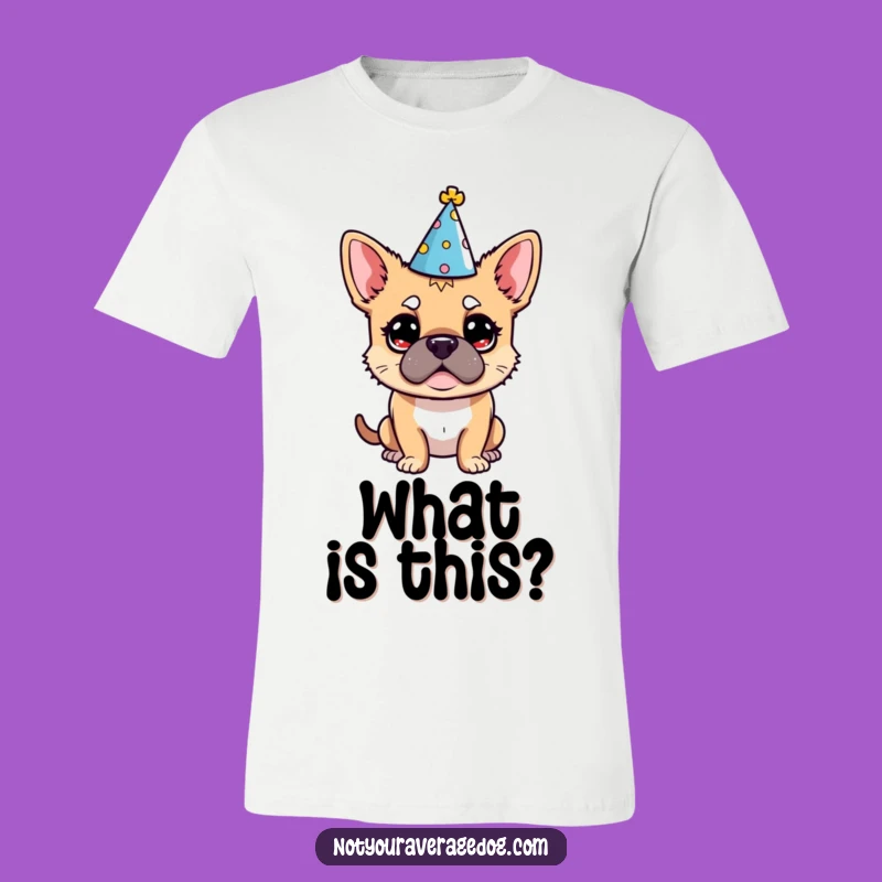 Funny Dog Party Hat T-Shirt: Bewildered Birthday Canine Tee