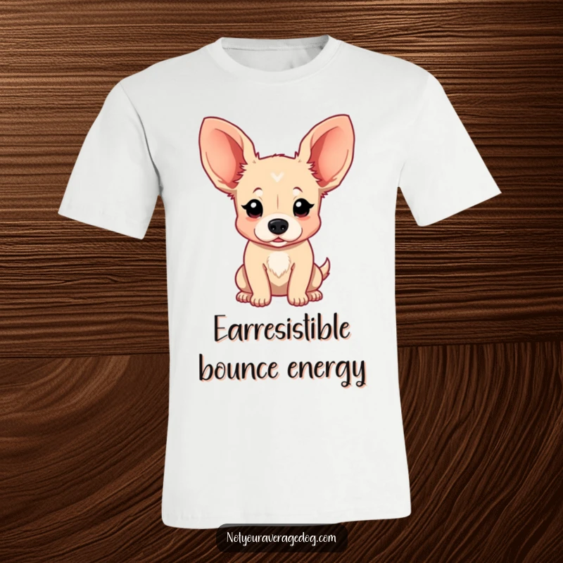 Funny T-Shirt featuring a dog whose enormous floppy ears bounce hilariously, embodying a carefree and joyous spirit.