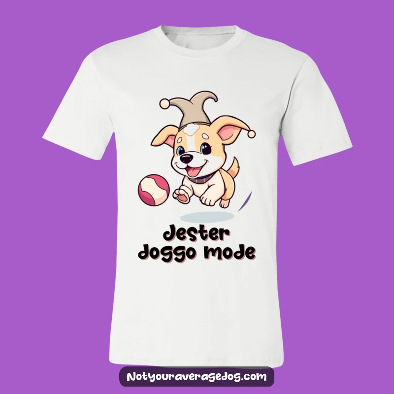 Funny Jester Dog T-Shirt - Playful Ball Chasing Pet Graphic Tee