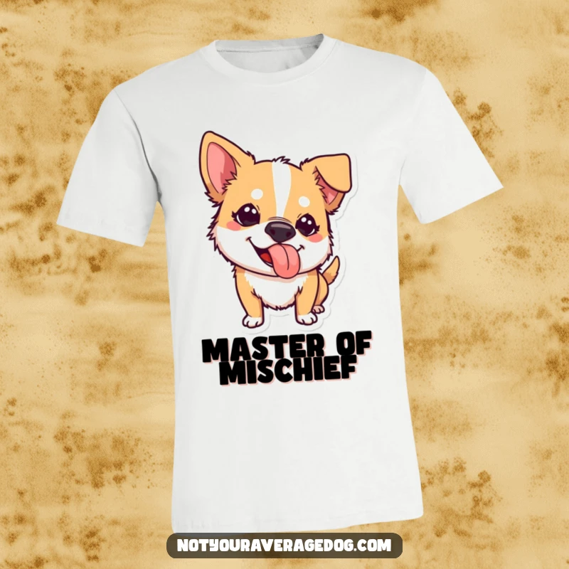 Funny t-shirt featuring a dog with its tongue sticking out at a peculiar angle, exuding an aura of delightful mischief and fun.