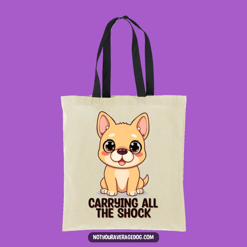Funny Surprised Dog Tote Bag: Wide-Eyed Carryall, Great Gift