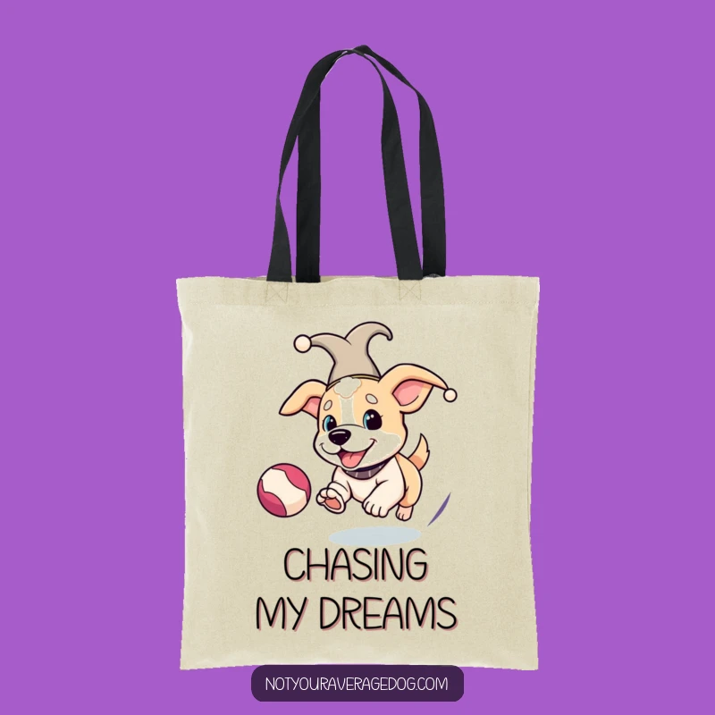 Funny Jester Dog Tote Bag - Chic Jester Hat Ball Chasing Carry-All