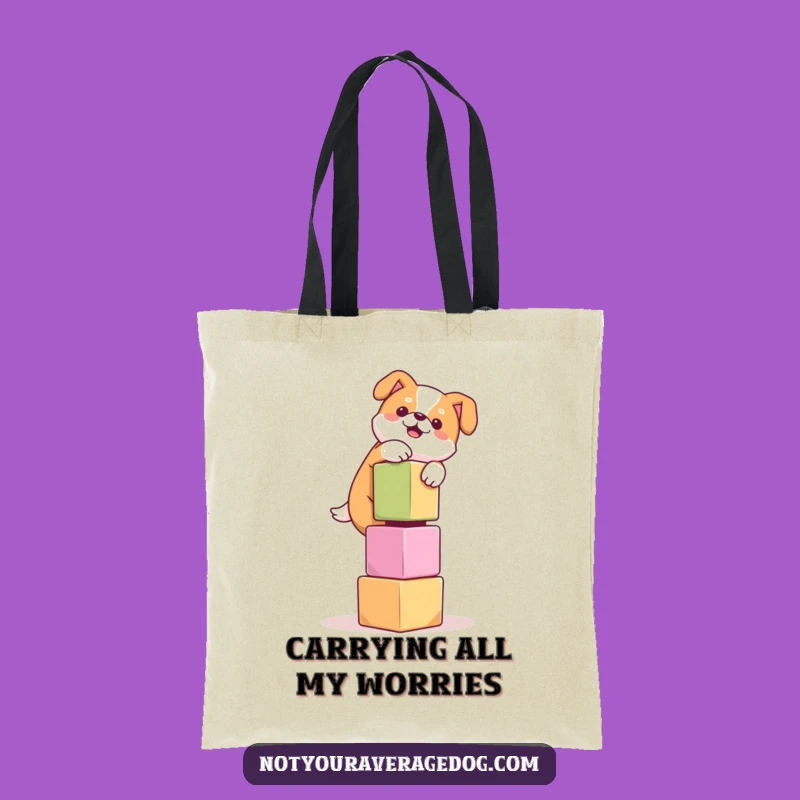 Funny Dog Balancing Cubes Tote Bag: Carry Your Laughs in Style