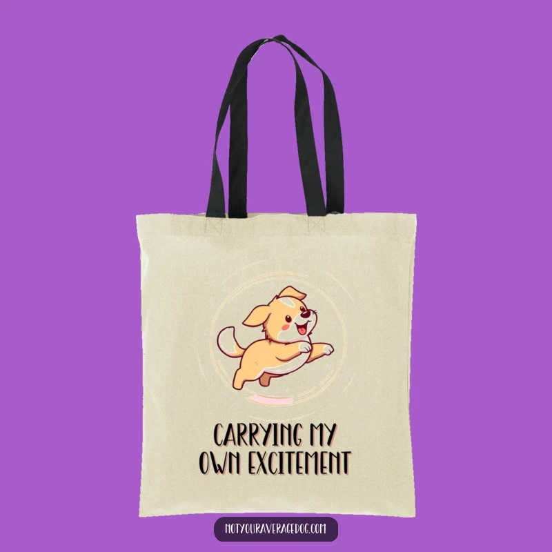 Funny Dog Chasing Tail Tote Bag: Carry Your Essentials with Dizzy Delight