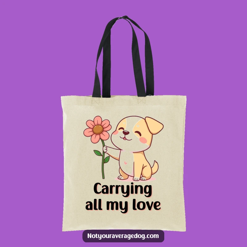 Funny Dog Flower Offering Tote Bag - Hilarious Canine Accessory Gift
