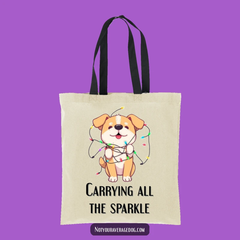 Funny Dog Lights Tote Bag: Carry Your Essentials with Festive Pup Charm