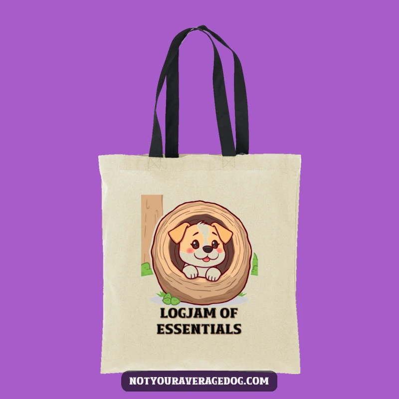 Funny Dog Log Head Tote Bag - Hilarious Adventure Accessory Gift