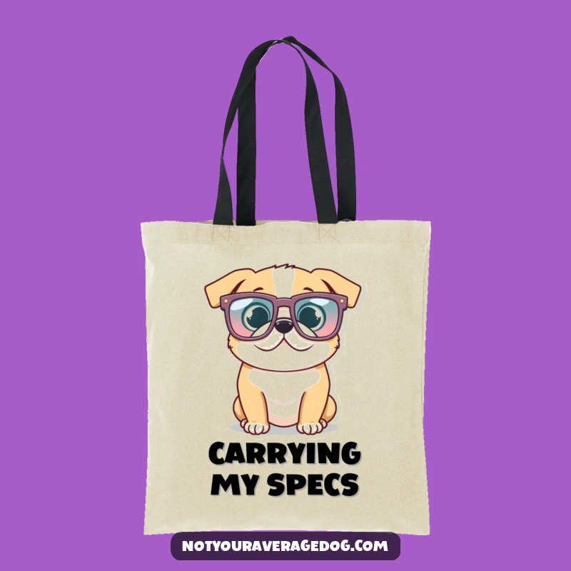 Funny Glasses Dog Tote Bag - Chic Quirky Pet Carry-All
