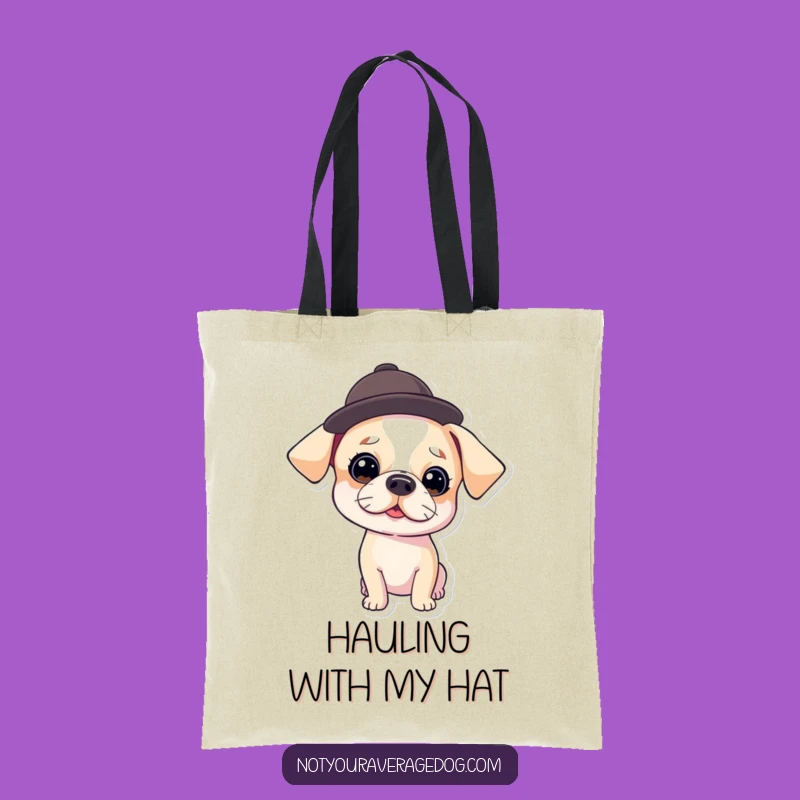 Funny Dog in Hat Tote Bag - Carry Your Stuff with Comical Flair, Great Gift!